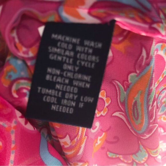 CHAPS Ralph Lauren Sheer Paisley Print Ruffle Flutter Sleeves Button Blouse 8 - Picture 12 of 16